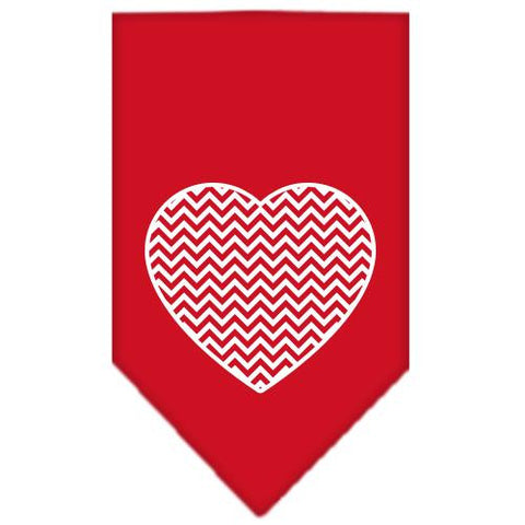 Chevron Heart Screen Print Bandana Red Small