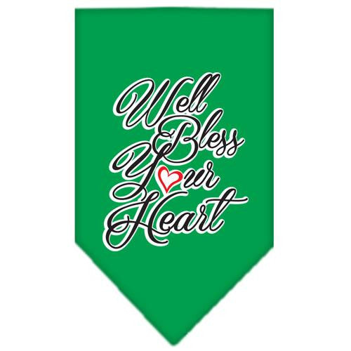 Well Bless Your Heart Screen Print Bandana Emerald Green Large