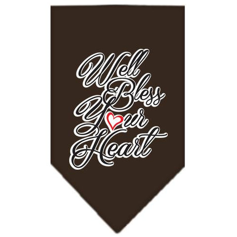 Well Bless Your Heart Screen Print Bandana Brown Small