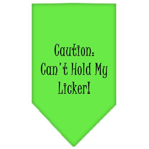 Can't Hold My Licker  Screen Print Bandana Lime Green Large