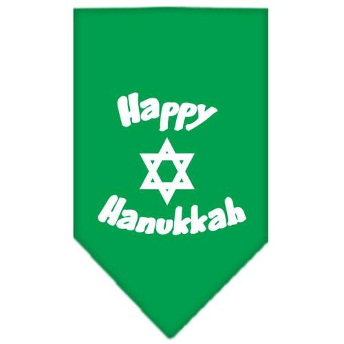 Happy Hanukkah Screen Print Bandana Emerald Green Small