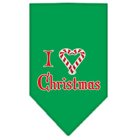 Heart Christmas Screen Print Bandana Emerald Green Large