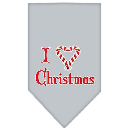 Heart Christmas Screen Print Bandana Grey Large