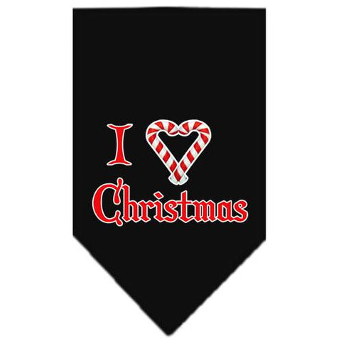 Heart Christmas Screen Print Bandana Black Small