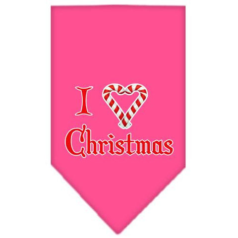 Heart Christmas Screen Print Bandana Bright Pink Small