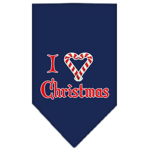 Heart Christmas Screen Print Bandana Navy Blue Small