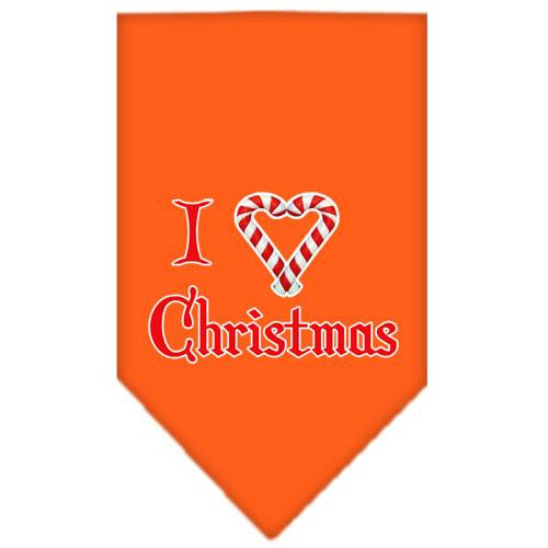 Heart Christmas Screen Print Bandana Orange Small