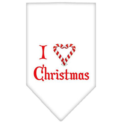 Heart Christmas Screen Print Bandana White Small