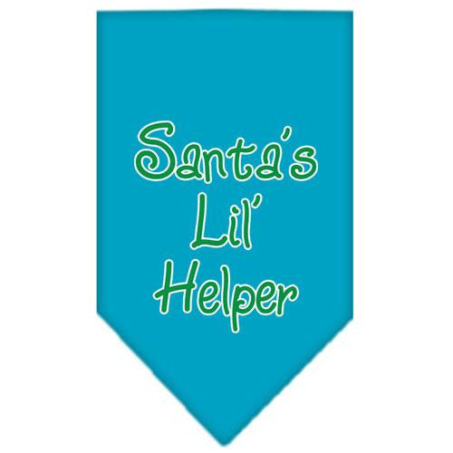 Santa Lil Helper Screen Print Bandana Turquoise Large