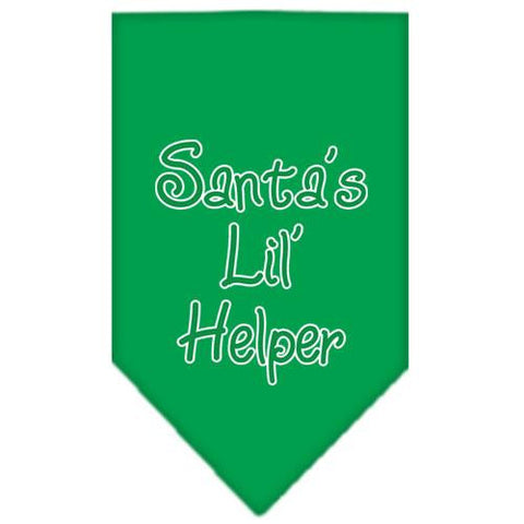 Santa Lil Helper Screen Print Bandana Emerald Green Small