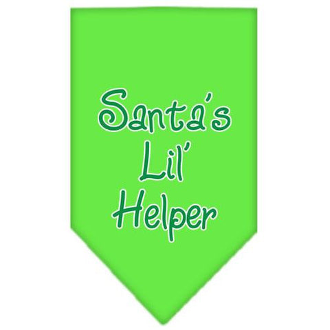 Santa Lil Helper Screen Print Bandana Lime Green Small