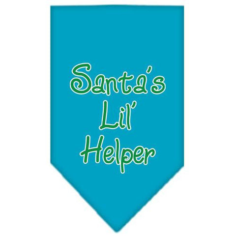 Santa Lil Helper Screen Print Bandana Turquoise Small