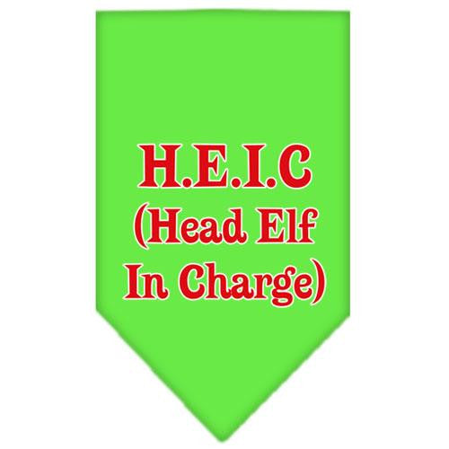 Head elf In Charge Screen Print Bandana Lime Green Large