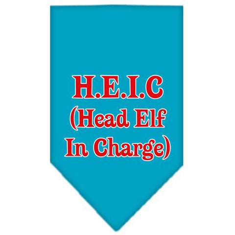 Head elf In Charge Screen Print Bandana Turquoise Small