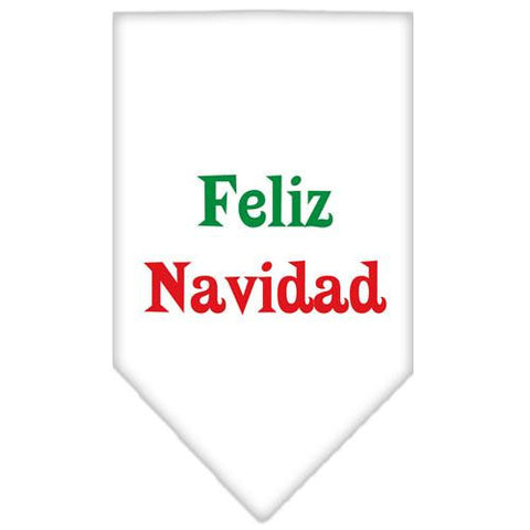 Feliz Navidad Screen Print Bandana White Large