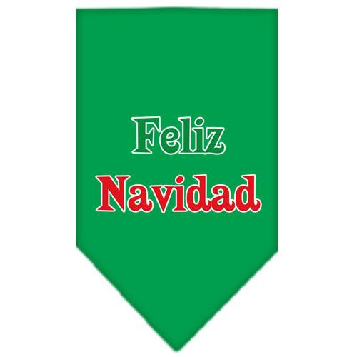 Feliz Navidad Screen Print Bandana Emerald Green Small