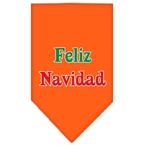 Feliz Navidad Screen Print Bandana Orange Small