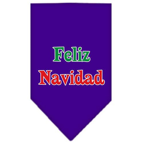 Feliz Navidad Screen Print Bandana Purple Small