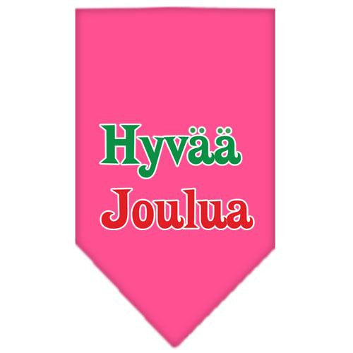 Hyvaa Joulua Screen Print Bandana Bright Pink Small