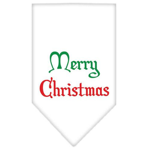 Merry Christmas Screen Print Bandana White Large