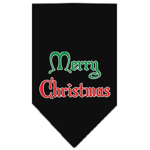 Merry Christmas Screen Print Bandana Black Small