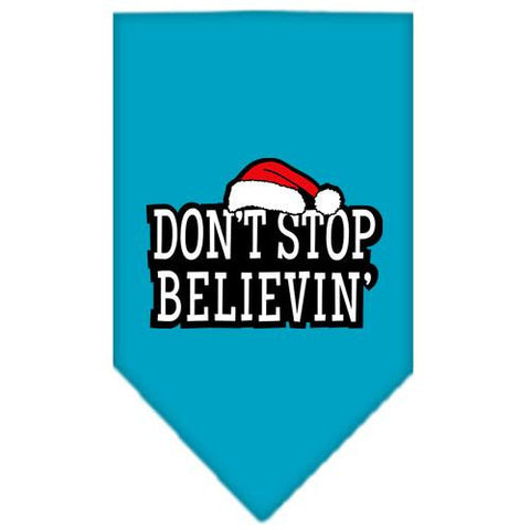 Dont Stop Believin Screen Print Bandana Turquoise Small