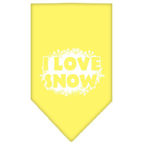 I Love Snow Screen Print Bandana Yellow Large