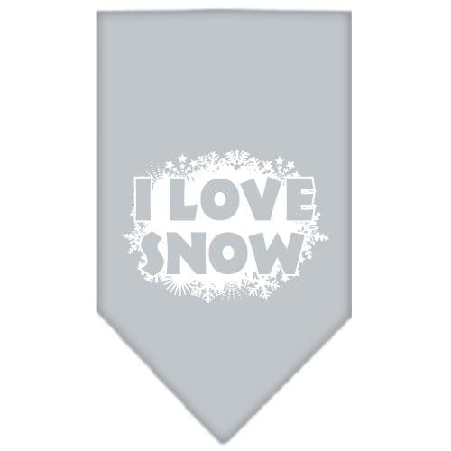 I Love Snow Screen Print Bandana Grey Small