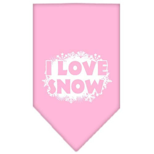 I Love Snow Screen Print Bandana Light Pink Small