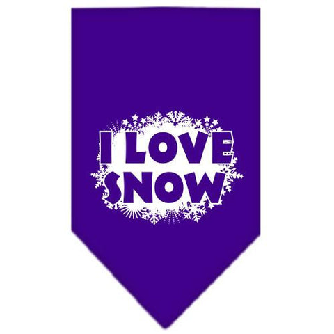 I Love Snow Screen Print Bandana Purple Small