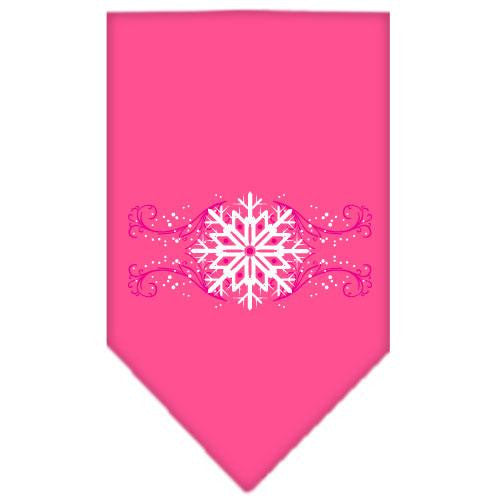 Pink Snowflake Swirls Screen Print Bandana Bright Pink Small