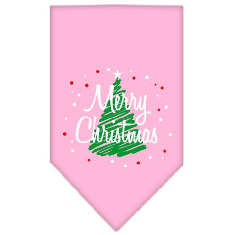 Scribble Merry Christmas Screen Print Bandana Light Pink Large