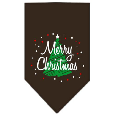 Scribble Merry Christmas Screen Print Bandana Cocoa Small