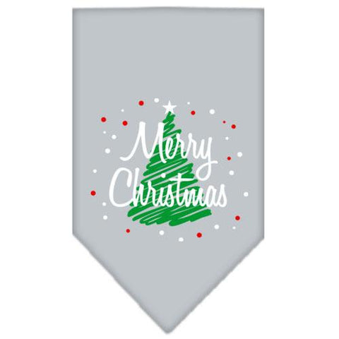 Scribble Merry Christmas Screen Print Bandana Grey Small