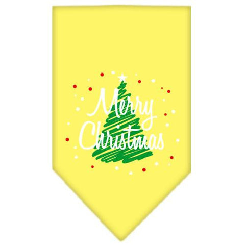 Scribble Merry Christmas Screen Print Bandana Yellow Small