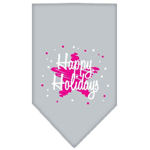 Scribble Happy Holidays Screen Print Bandana Grey Large