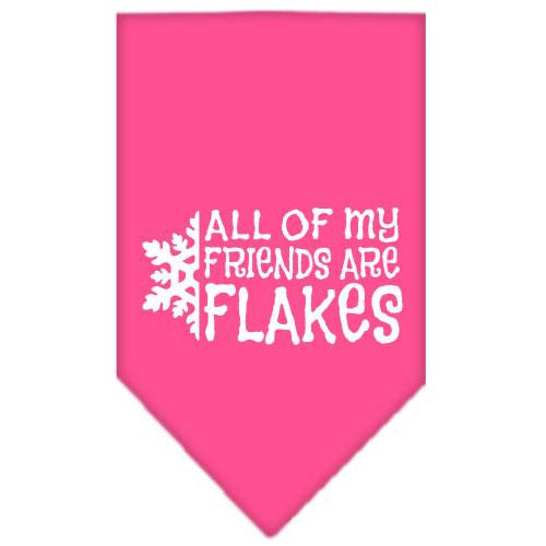 All my friends are Flakes Screen Print Bandana Bright Pink Large