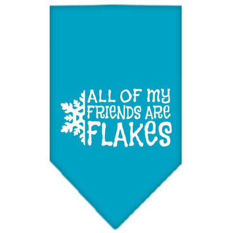 All my friends are Flakes Screen Print Bandana Turquoise Large