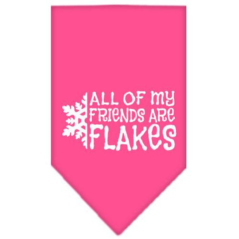 All my friends are Flakes Screen Print Bandana Bright Pink Small