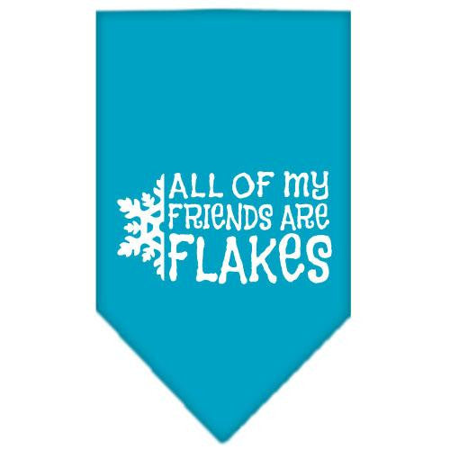 All my friends are Flakes Screen Print Bandana Turquoise Small