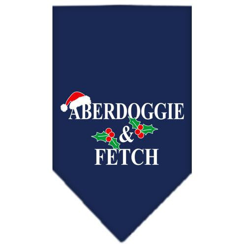 Aberdoggie Christmas Screen Print Bandana Navy Blue Small