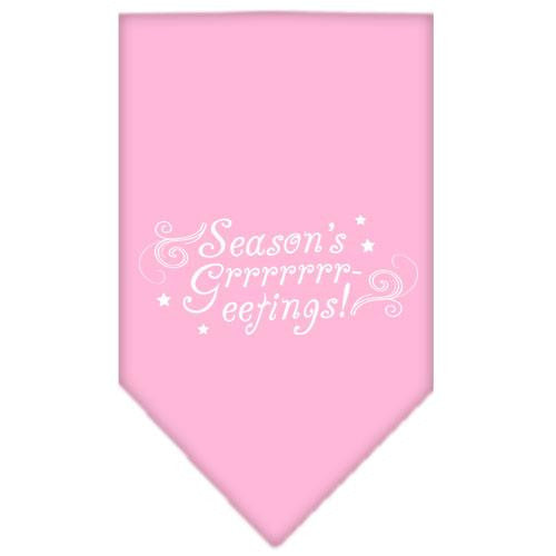 Seasons Greetings Screen Print Bandana Light Pink Large