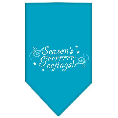 Seasons Greetings Screen Print Bandana Turquoise Large