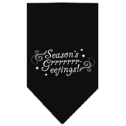 Seasons Greetings Screen Print Bandana Black Small