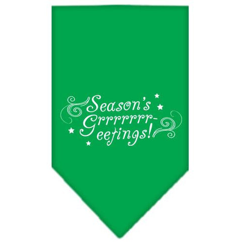 Seasons Greetings Screen Print Bandana Emerald Green Small