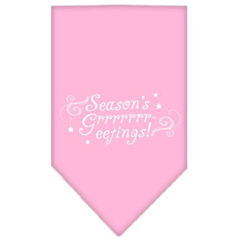 Seasons Greetings Screen Print Bandana Light Pink Small