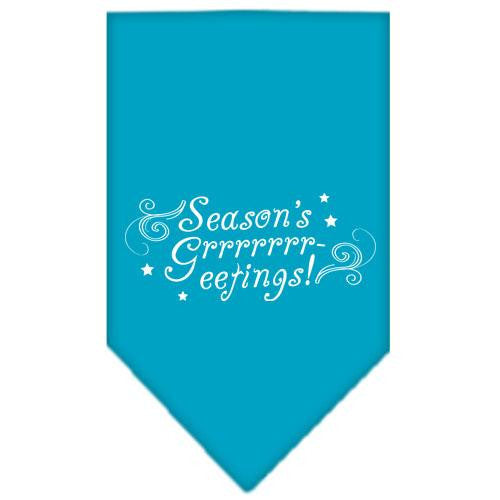 Seasons Greetings Screen Print Bandana Turquoise Small