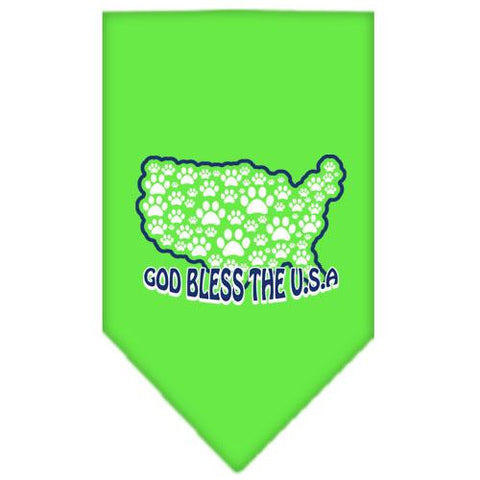 God Bless USA Screen Print Bandana Lime Green Small