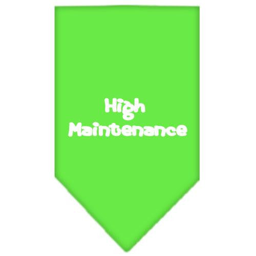 High Maintenance Screen Print Bandana Lime Green Small