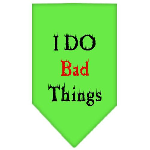 I Do Bad Things  Screen Print Bandana Lime Green Small